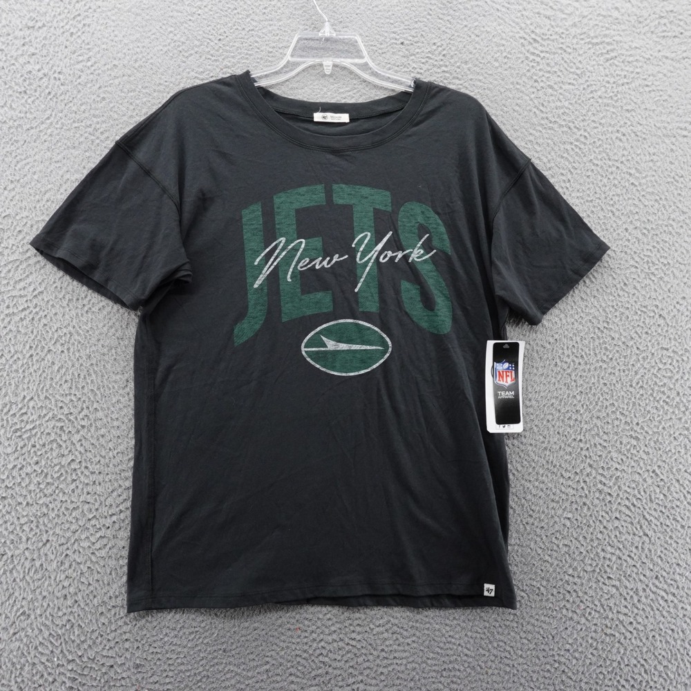 47 Brand New York Jets NFL T-Shirt Mens Medium Flint Black Graphic Tee NEW